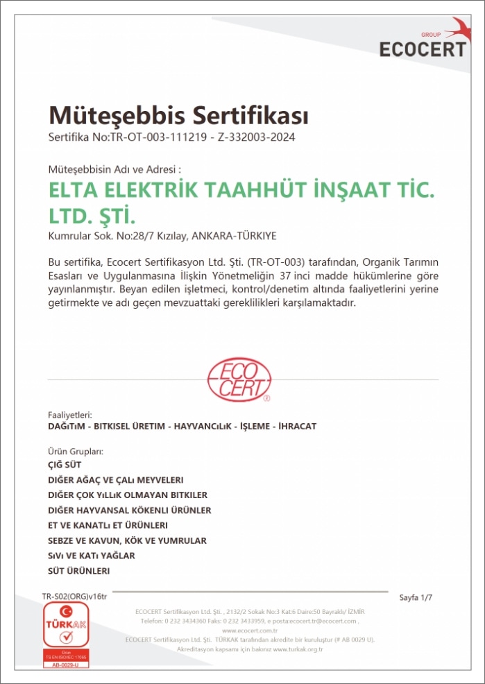 Organik Müteşebbis Sertifikası (1/7) — Elta-Ada Organik Çiftlik