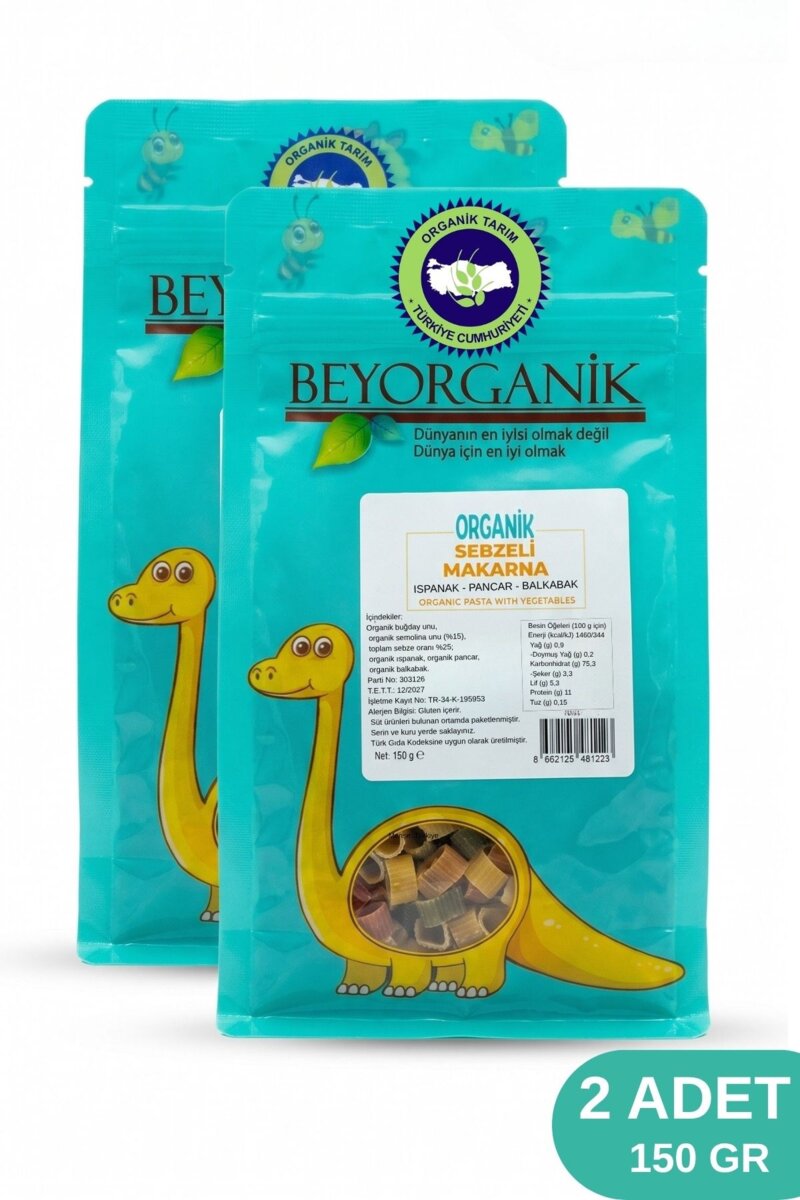 Organik Çocuk Makarna Sebzeli %35 Sebzeli 2x150gr (pestisit Ve Aflatoksin Analizli